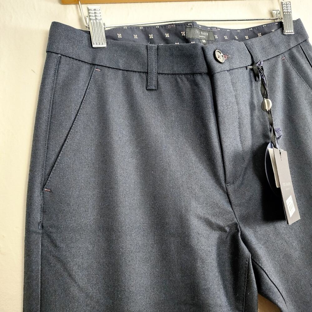 Ted Baker London Speck Semi Plain Navy Blue Slim Fit Dress Pants Trouser NWT 30R - Picture 5 of 10